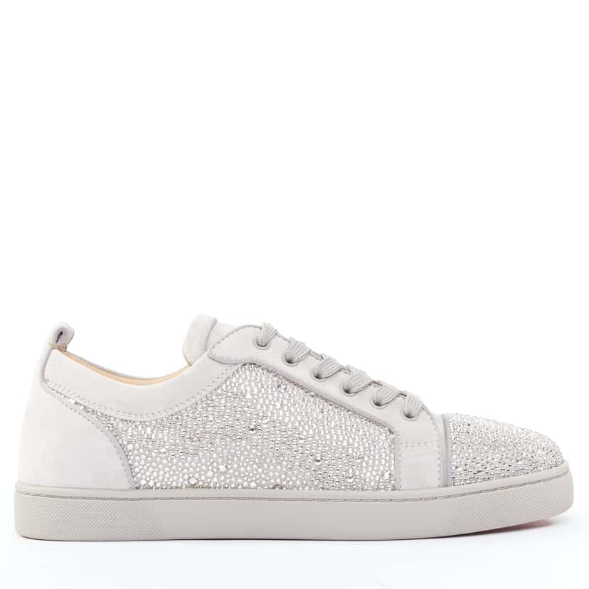Christian Louboutin Louis Junior Strass Flat Grey Suede Never worn - Back View