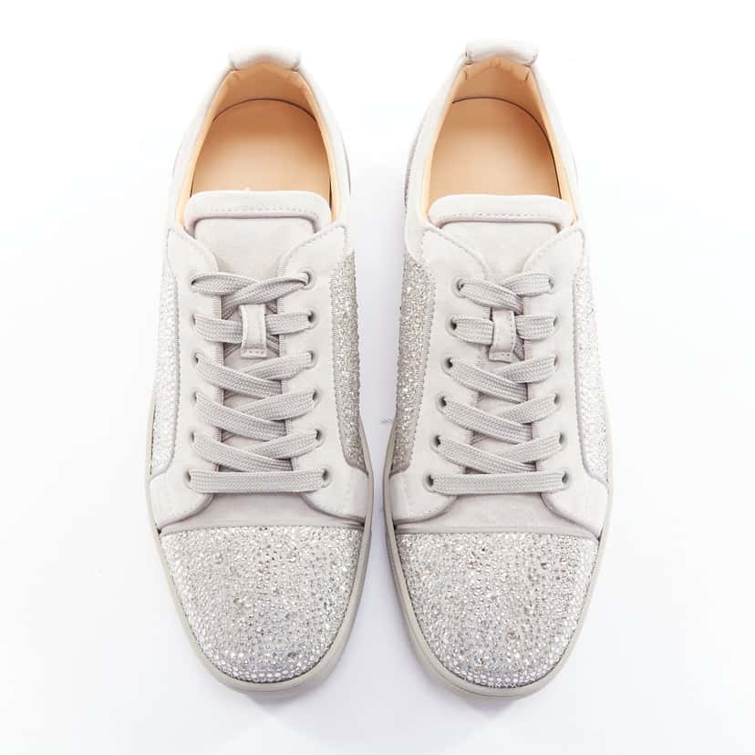 Christian Louboutin Louis Junior Strass Flat Grey Suede Never worn - Inside View