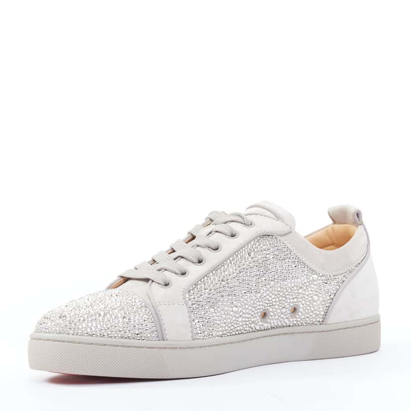Christian Louboutin Louis Junior Strass Flat Grey Suede Never worn - Model View
