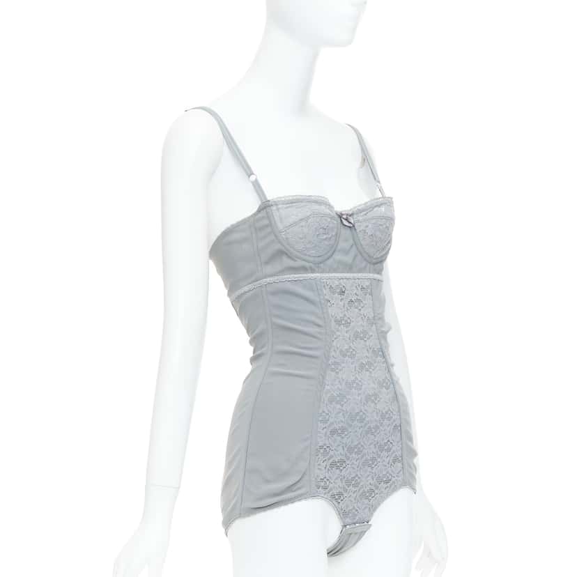 Dolce & Gabbana Bow Lace Bodysuit Grey Good condition - Inside View