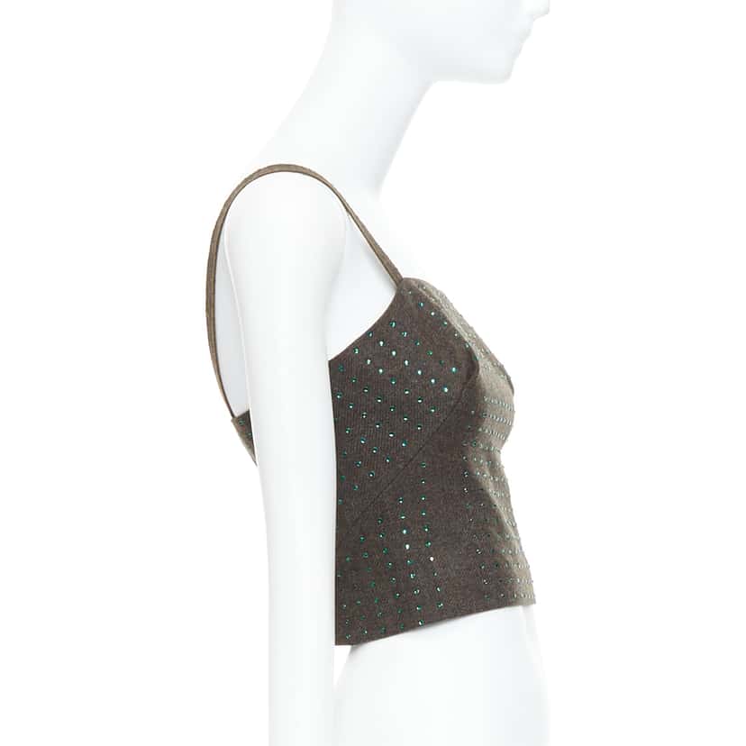 Miu Miu Green Crystal Bustier Green Wool Never worn - Model View
