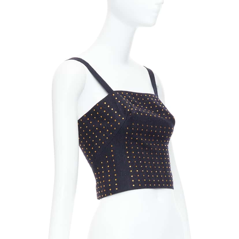 Miu Miu Black Crystal Bustier Black Wool Very good condition - Inside View