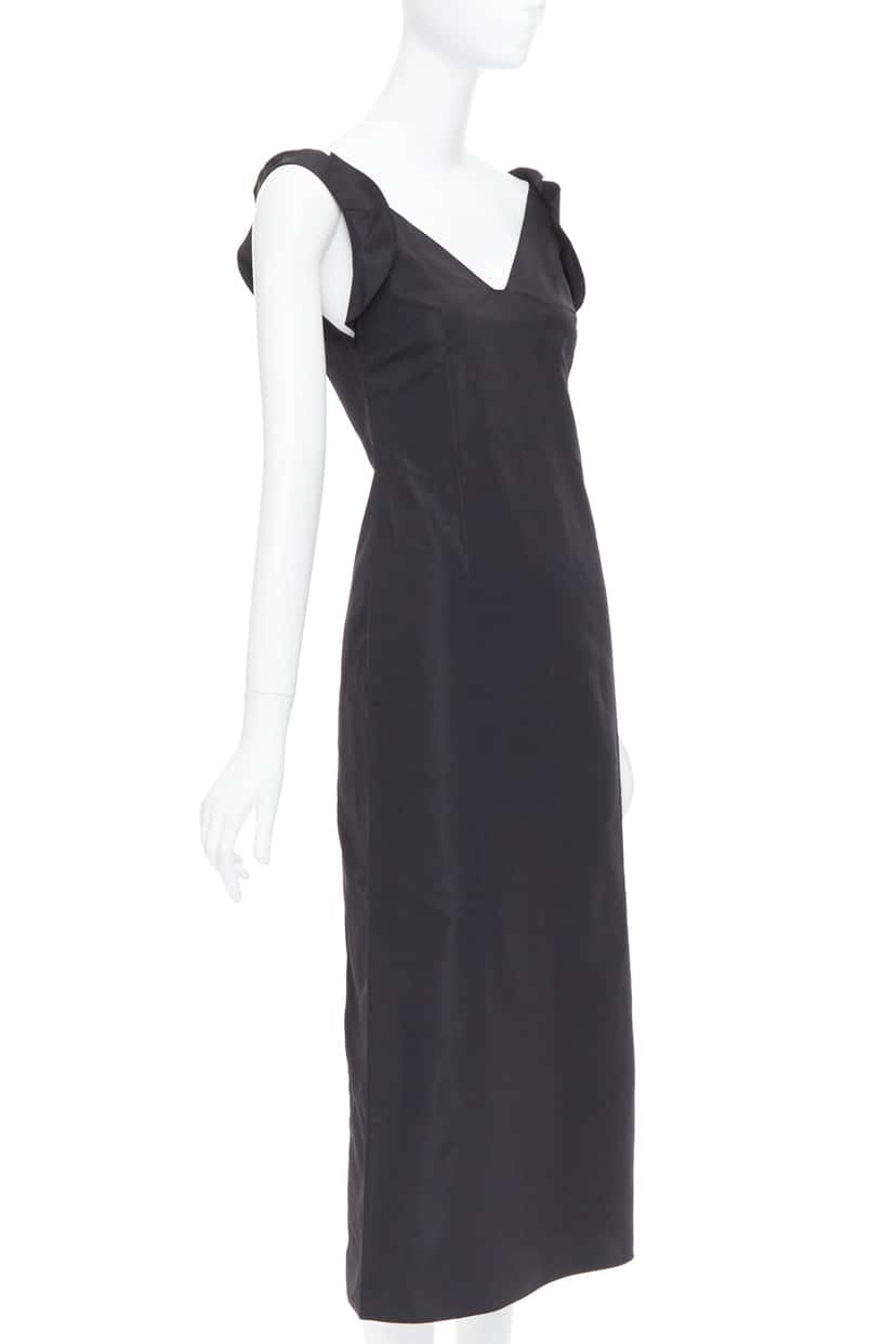 Miu Miu Ruffle Strap Dress Black Silk Never worn - Inside View