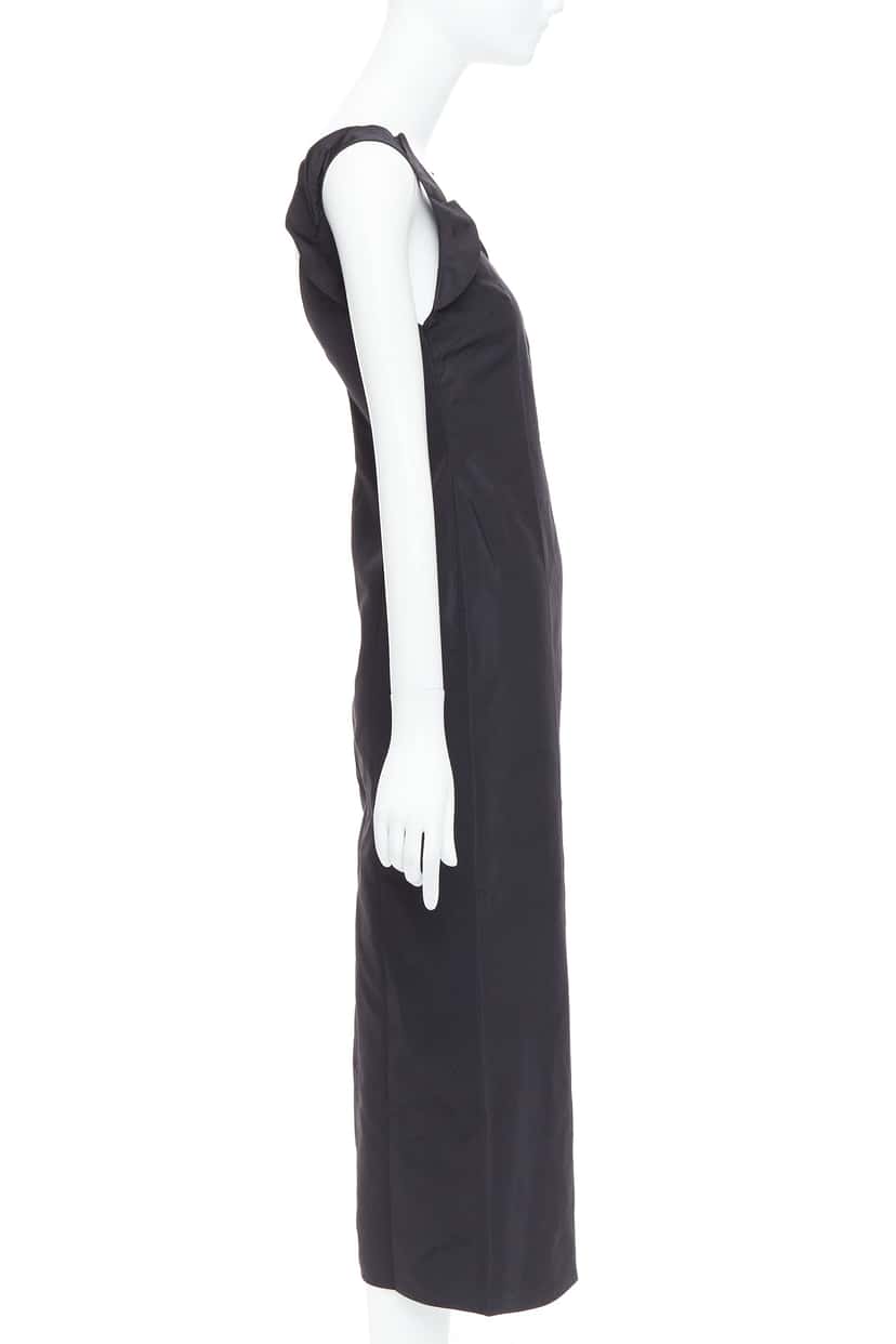 Miu Miu Ruffle Strap Dress Black Silk Never worn - Model View