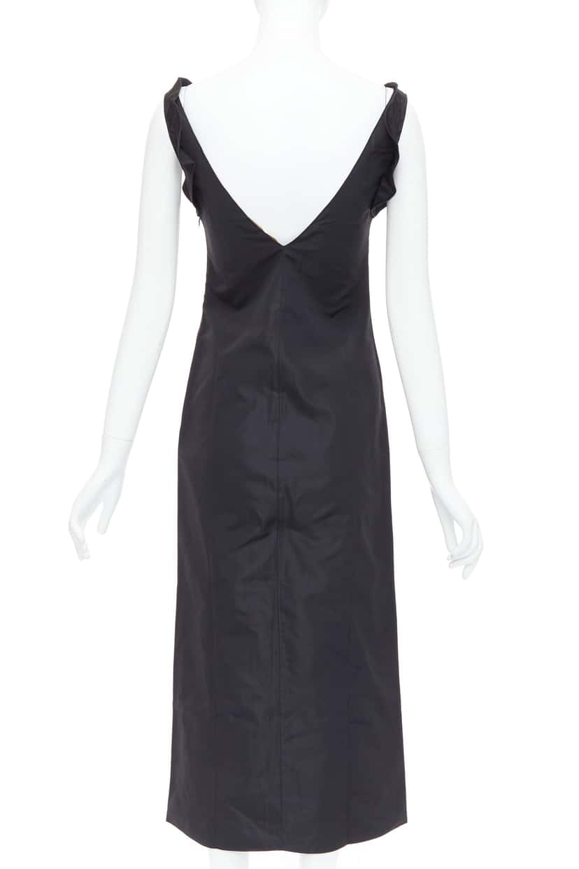 Miu Miu Ruffle Strap Dress Black Silk Never worn - Box View