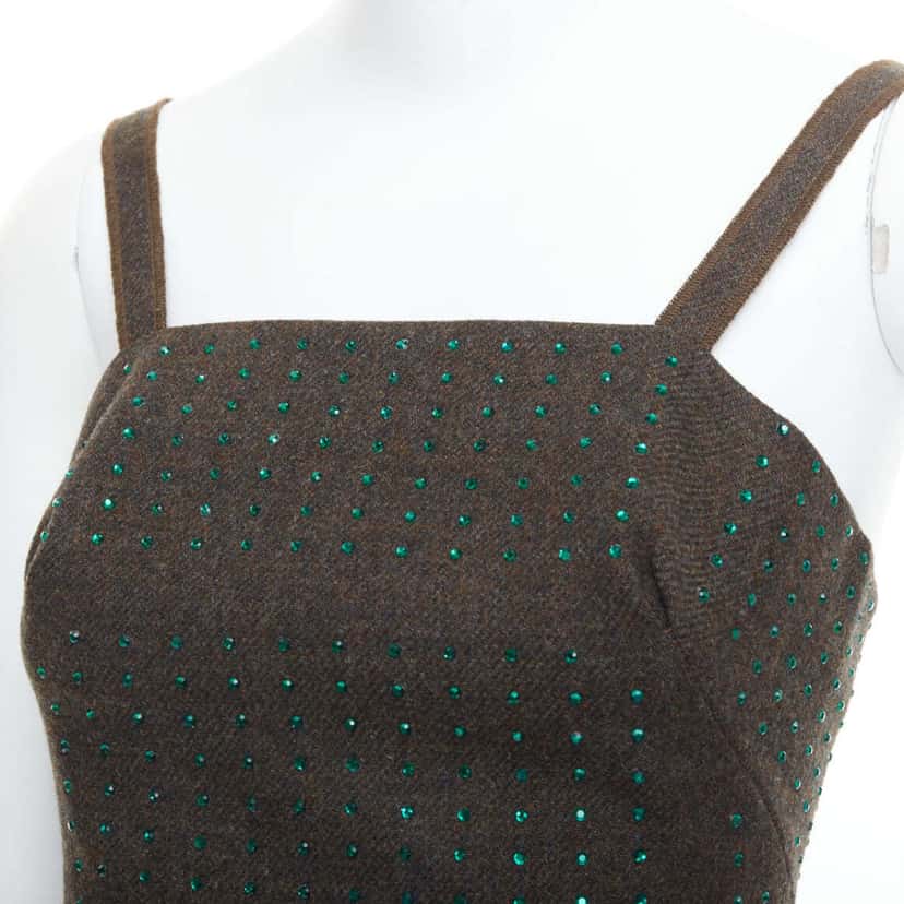 Miu Miu Green Crystal Bustier Green Wool Very good condition - Back View