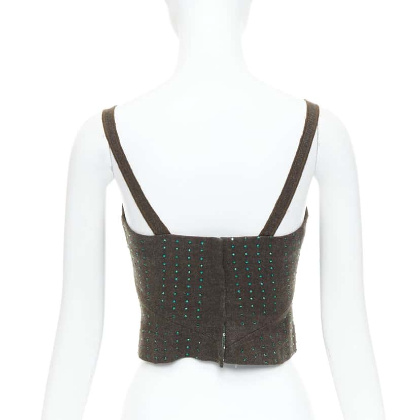 Miu Miu Green Crystal Bustier Green Wool Very good condition - Box View
