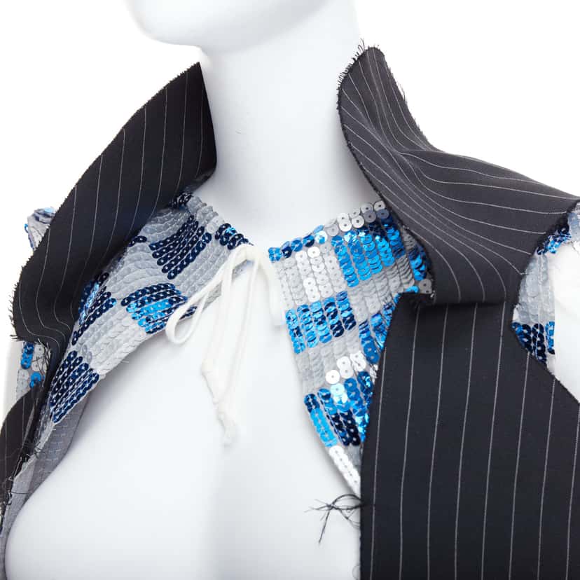 Comme Des Garcons Checkered Sequin Vest Blue Polyester Very good condition - Back View