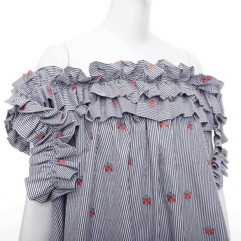 Alexander Mcqueen Pinstripe Tent Dress Navy Cotton Never worn, with tag - Back View