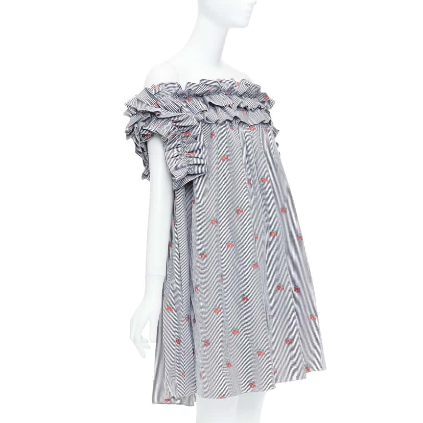 Alexander Mcqueen Pinstripe Tent Dress Navy Cotton Never worn, with tag - Inside View