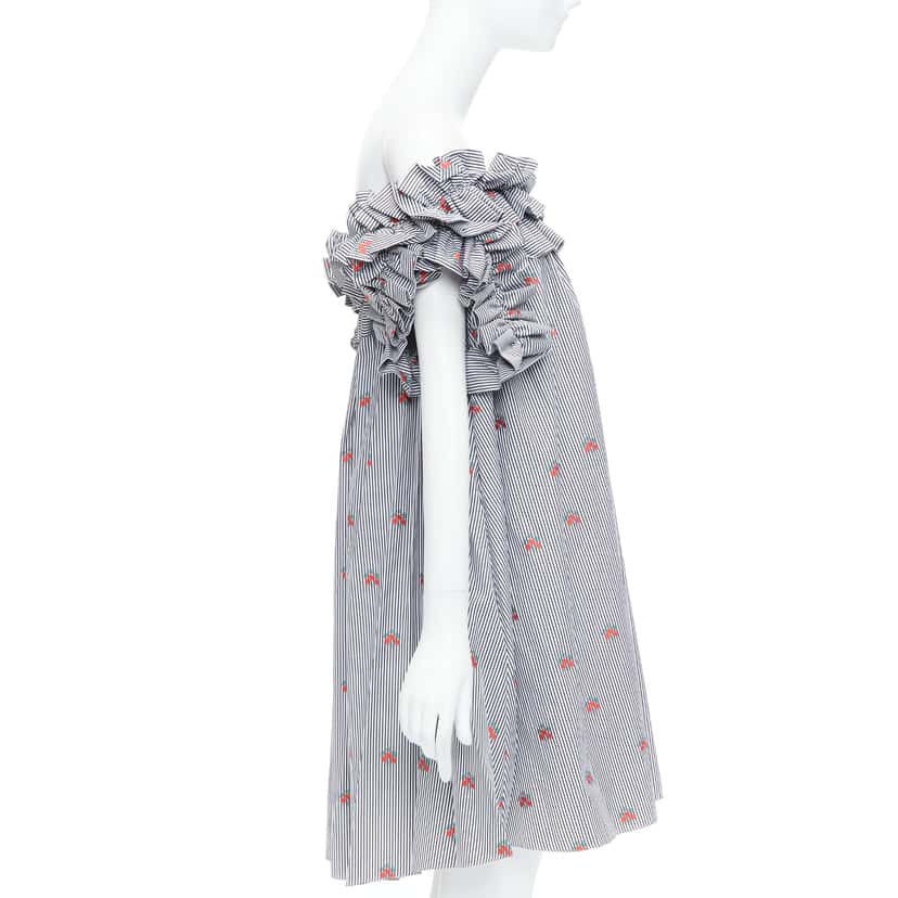 Alexander Mcqueen Pinstripe Tent Dress Navy Cotton Never worn, with tag - Model View