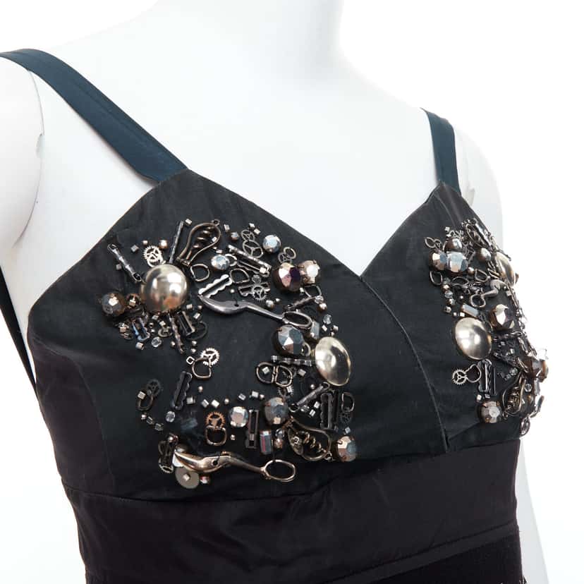 Prada Fur Bolts Dress Grey Fair condition - Back View