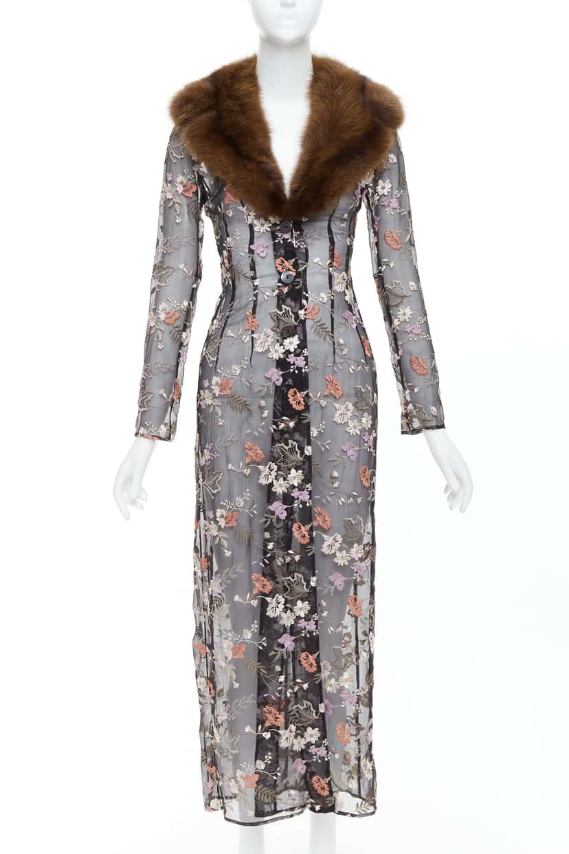 Dolce & Gabbana Black Floral Coat Black Silk Very good condition - Front View