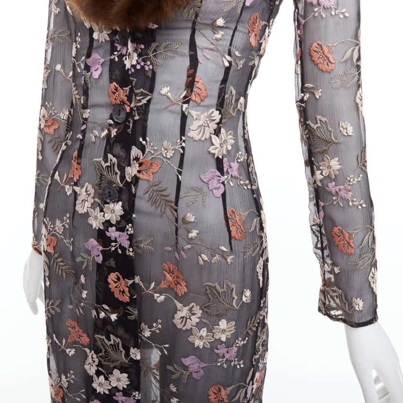 Dolce & Gabbana Black Floral Coat Black Silk Very good condition - Back View