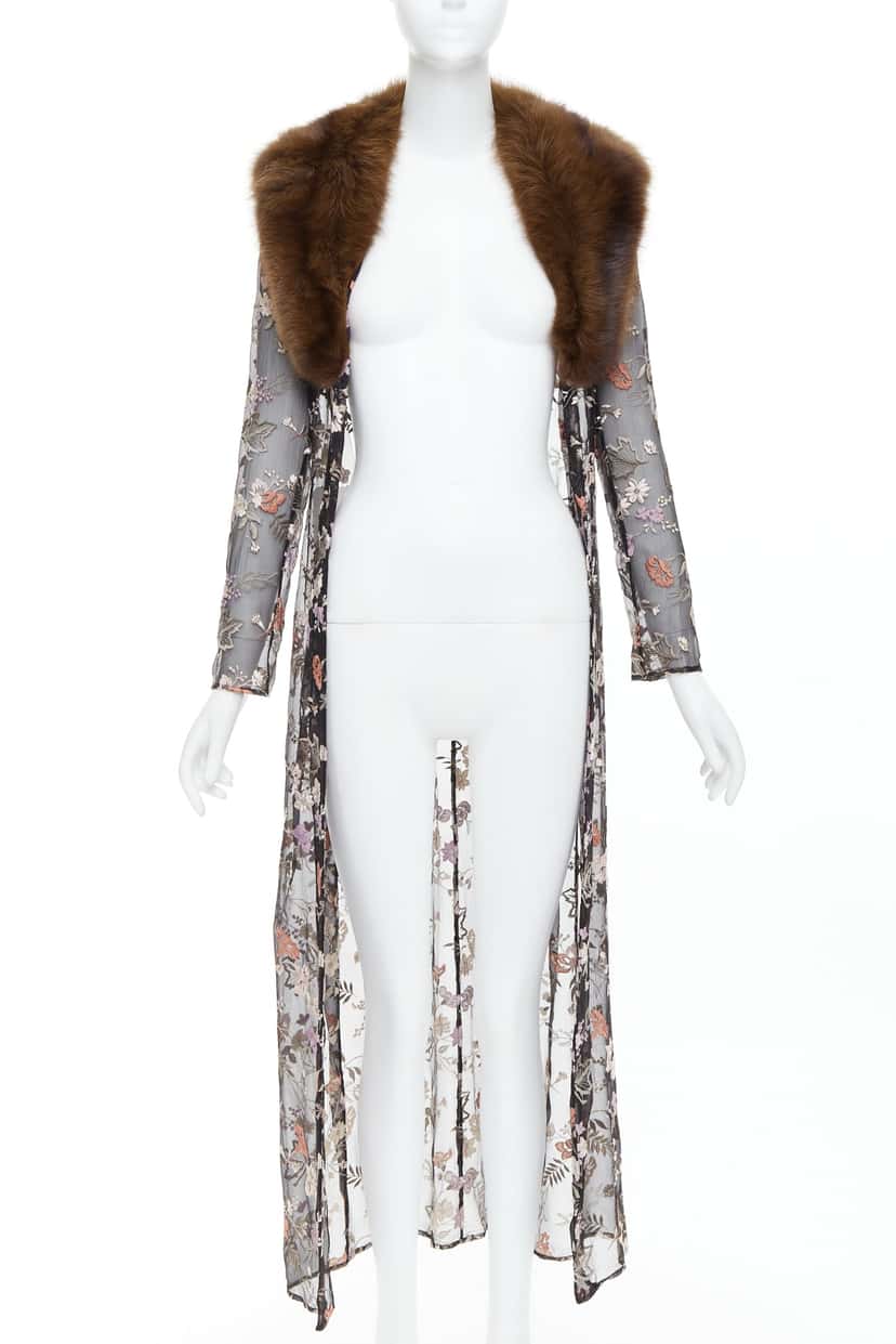 Dolce & Gabbana Black Floral Coat Black Silk Very good condition - Inside View