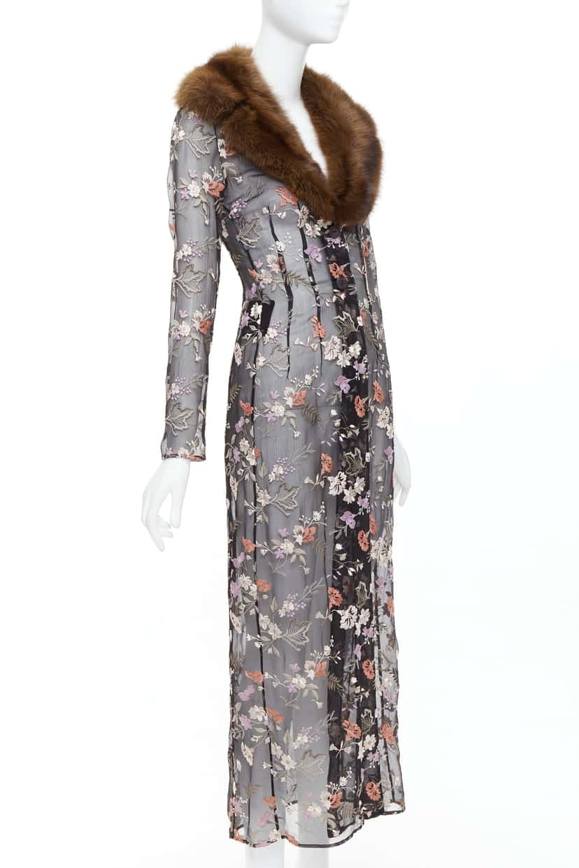 Dolce & Gabbana Black Floral Coat Black Silk Very good condition - Model View