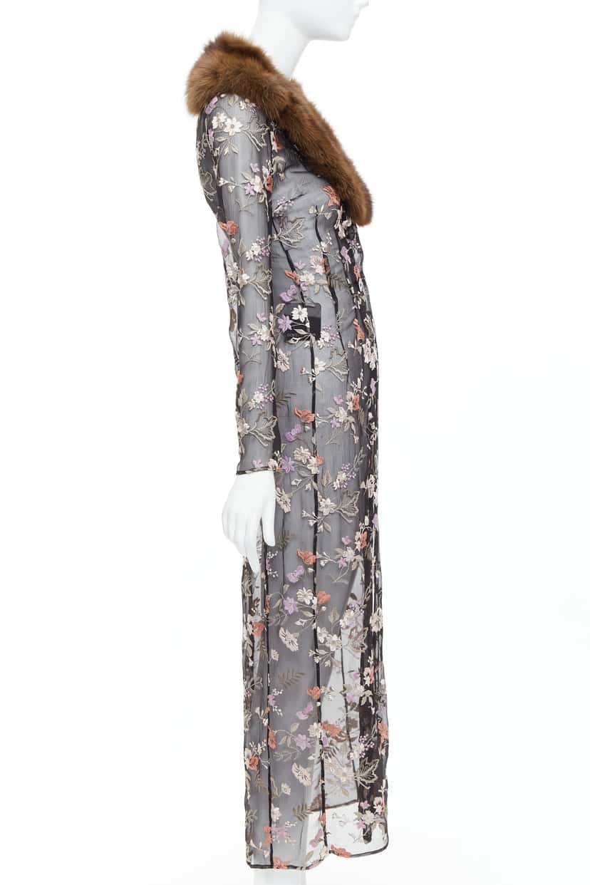 Dolce & Gabbana Black Floral Coat Black Silk Very good condition - Box View