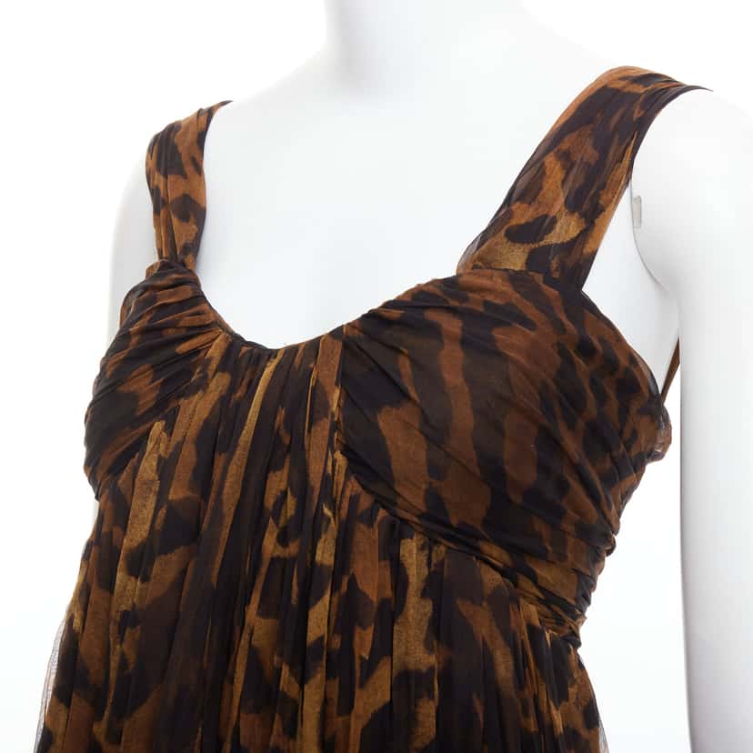 Alexander McQueen Leopard Corset Gown Brown Silk Very good condition - Back View