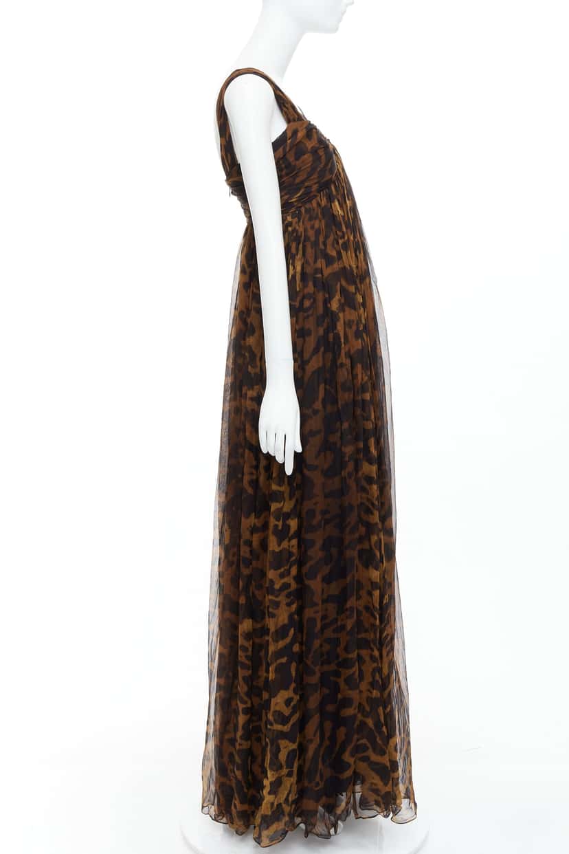 Alexander McQueen Leopard Corset Gown Brown Silk Very good condition - Model View