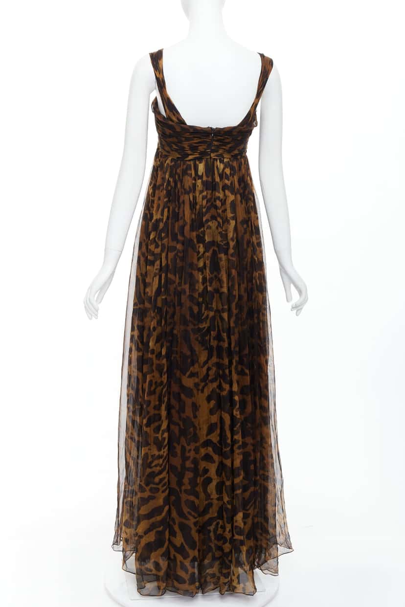 Alexander McQueen Leopard Corset Gown Brown Silk Very good condition - Box View