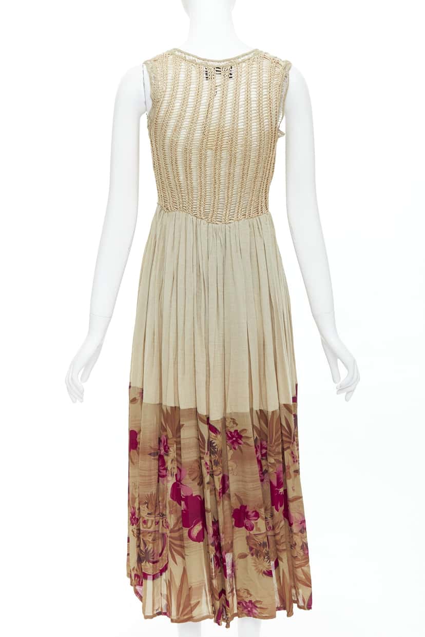 Unsigned Floral Midi Dress Khaki Polyester Never worn, with tag - Box View