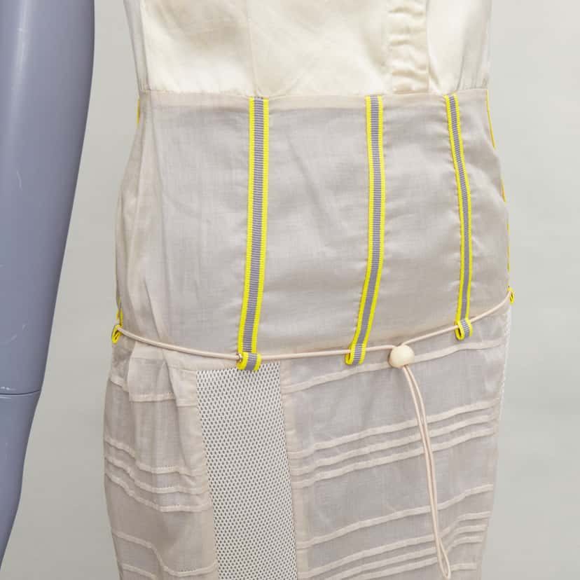 Miu Miu Patchwork Neon Dress Ecru Silk Very good condition - Back View