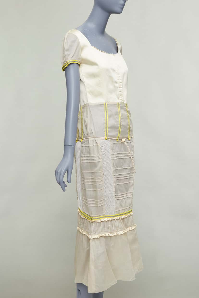 Miu Miu Patchwork Neon Dress Ecru Silk Very good condition - Inside View