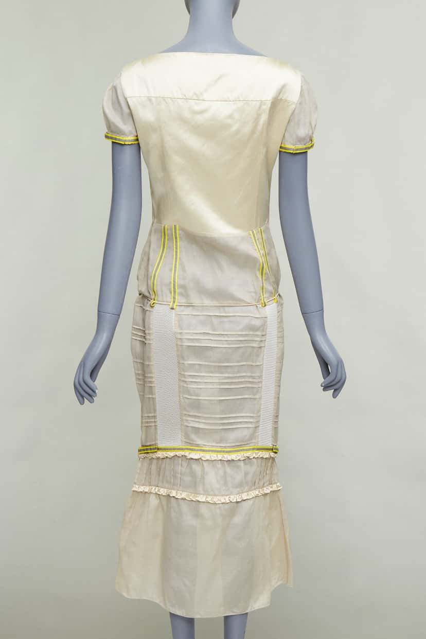 Miu Miu Patchwork Neon Dress Ecru Silk Very good condition - Box View