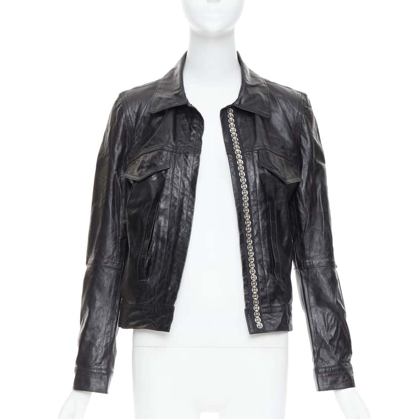 Ann Demeulemeester Leather Snap Jacket Black Leather Very good condition - Front View