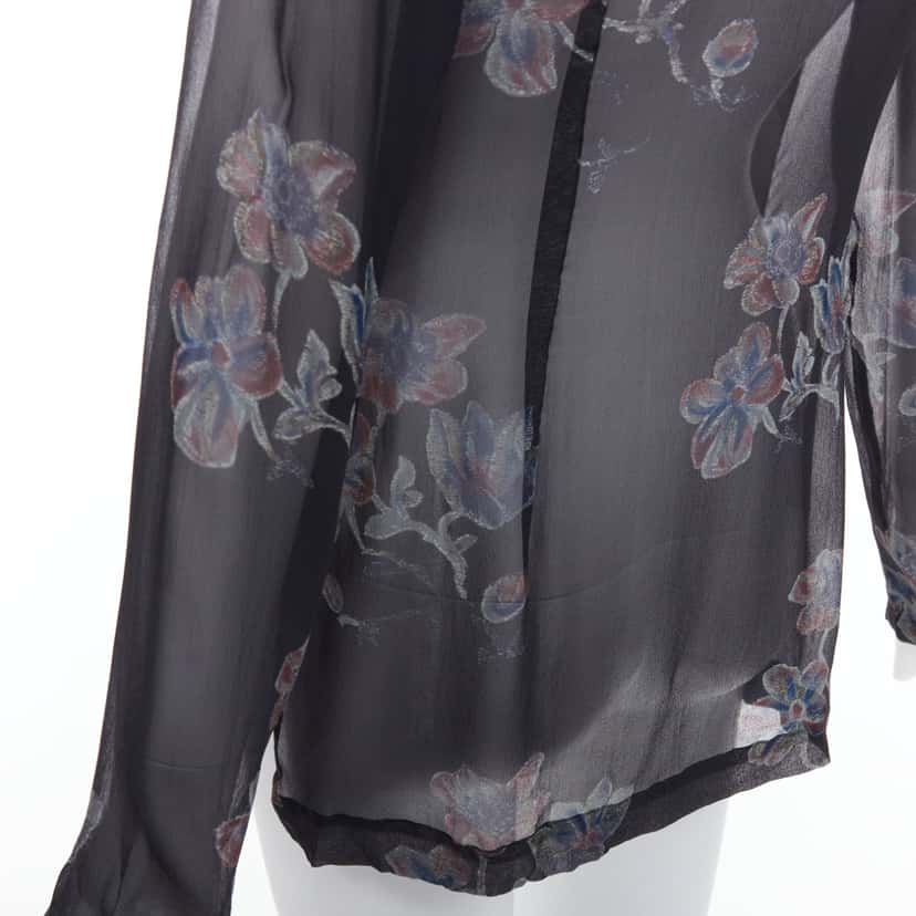 Dries Van Noten Silk Sheer Hi-Low Blouse Black Silk Very good condition - Back View