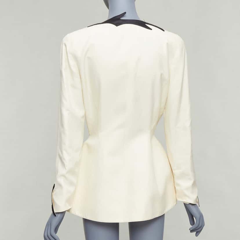 Thierry Mugler Cotton Peplum Blazer Ecru Cotton Very good condition - Box View