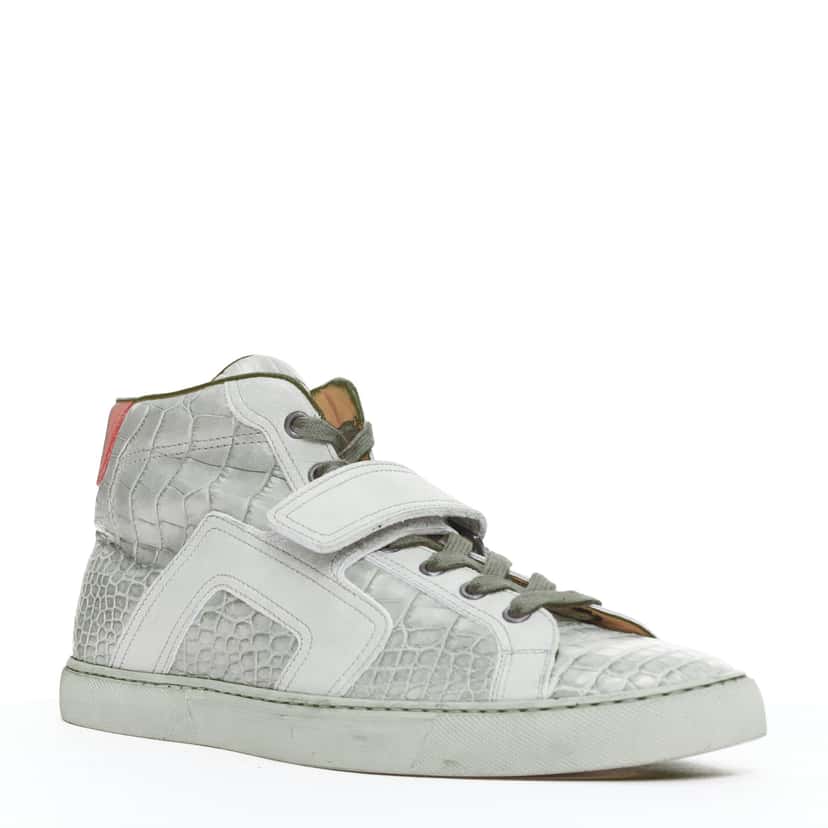 Hermès Croc High Tops Grey Leather Fair condition - Back View