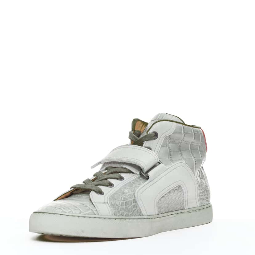 Hermès Croc High Tops Grey Leather Fair condition - Model View