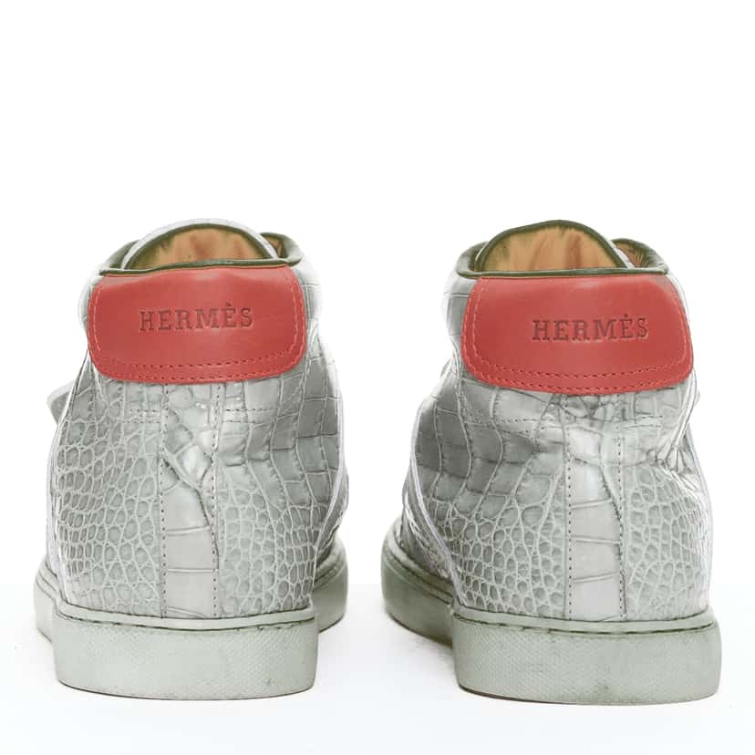 Hermès Croc High Tops Grey Leather Fair condition - Box View