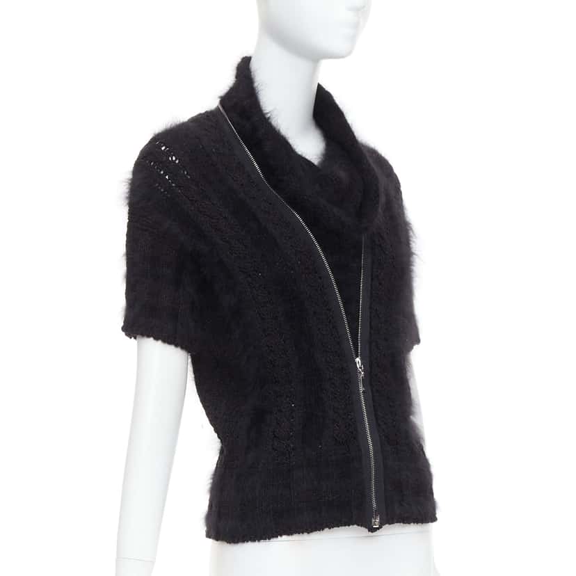 Chanel Fluffy Zip Sweater Black Never worn - Inside View