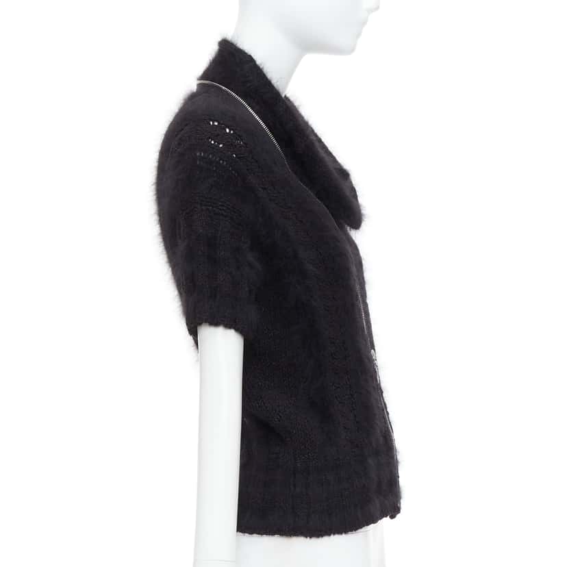 Chanel Fluffy Zip Sweater Black Never worn - Model View