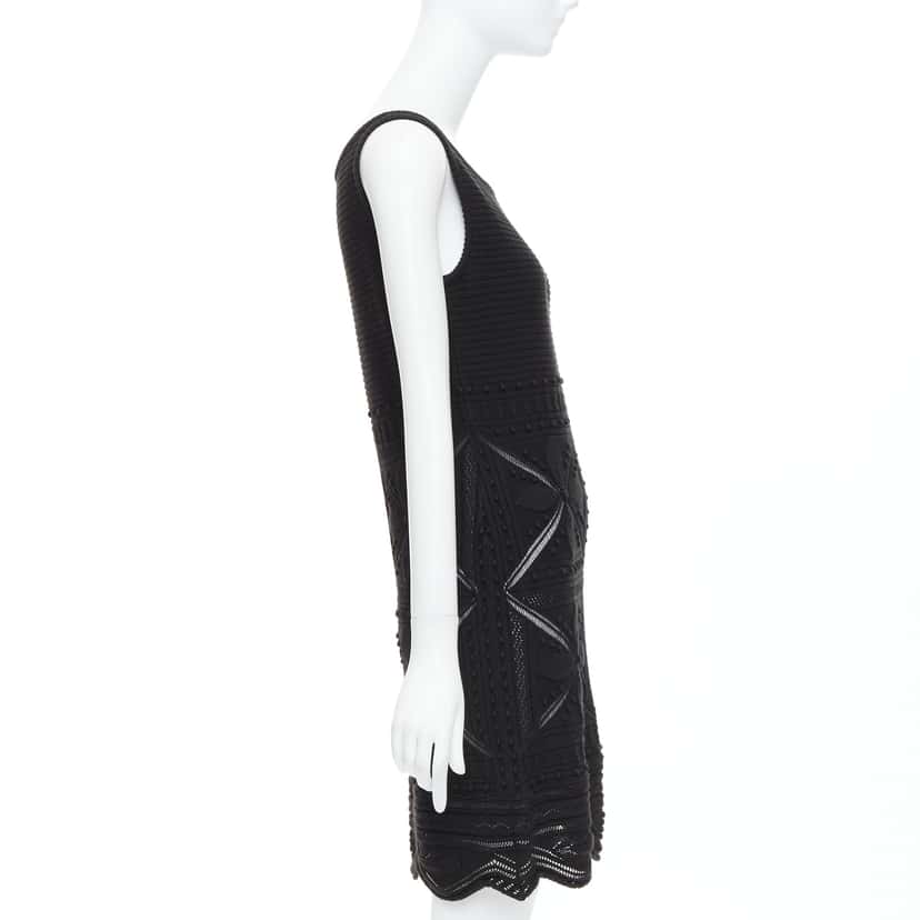 Chanel Pointelle Floral Dress Black Cotton Never worn - Model View