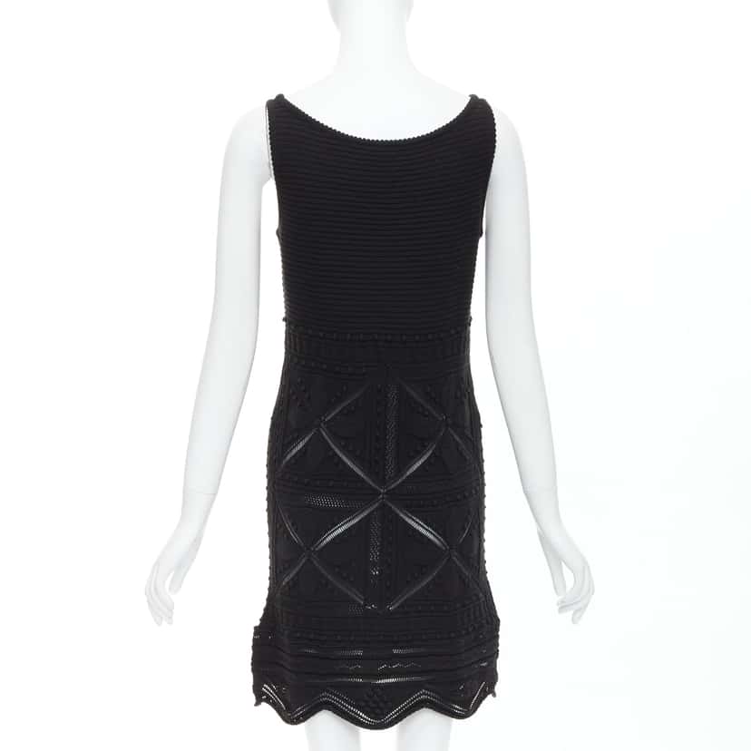 Chanel Pointelle Floral Dress Black Cotton Never worn - Box View