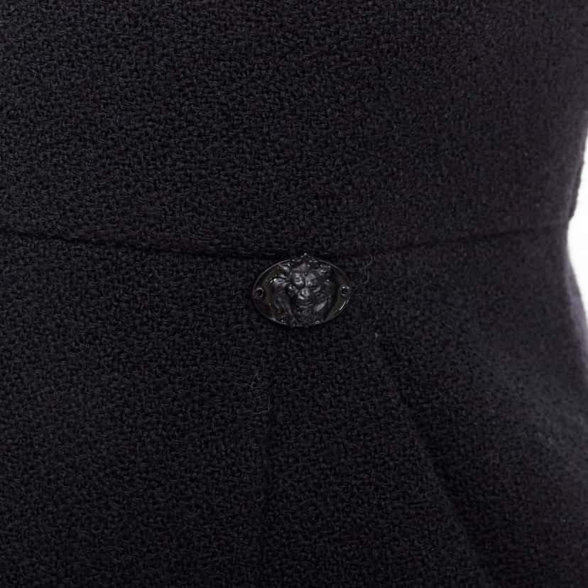 Chanel Houndstooth Shift Dress Black Wool Never worn - Back View