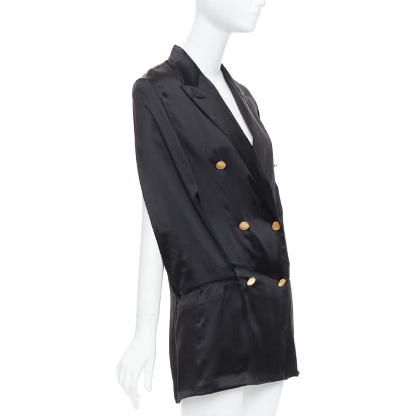 Maison Martin Margiela Tucked Sleeve Blazer Dress Black Silk Very good condition - Inside View