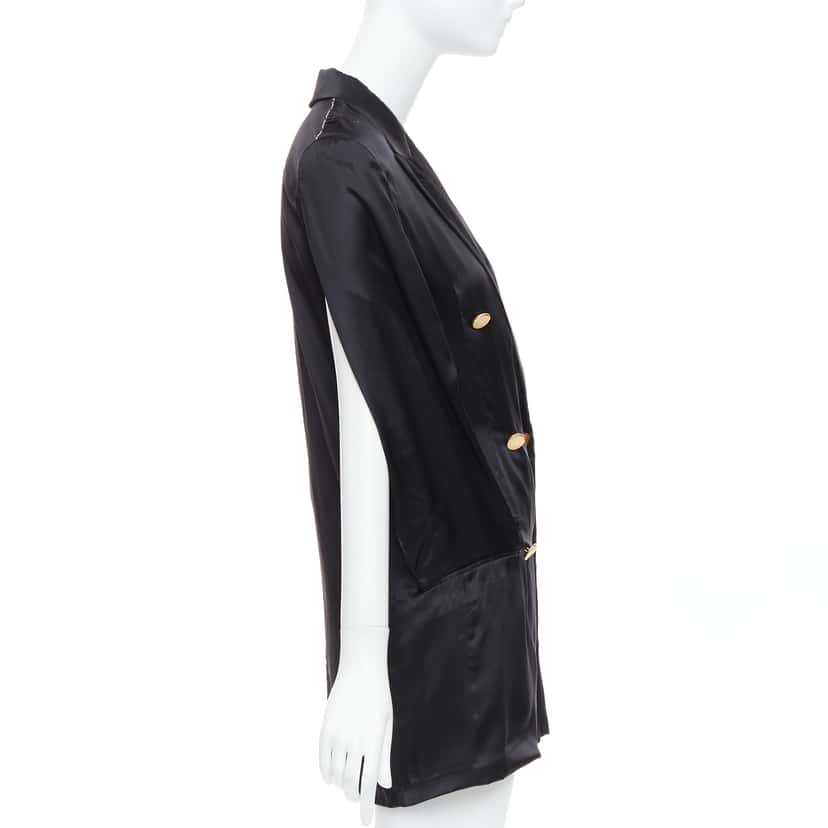 Maison Martin Margiela Tucked Sleeve Blazer Dress Black Silk Very good condition - Model View