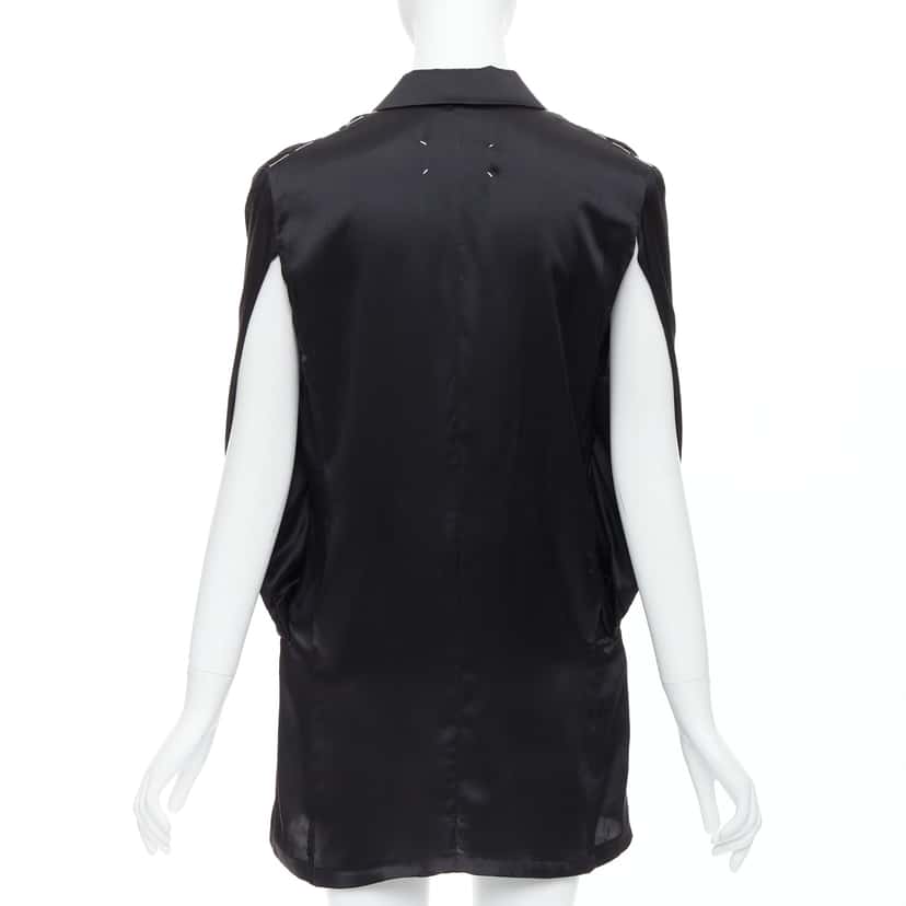 Maison Martin Margiela Tucked Sleeve Blazer Dress Black Silk Very good condition - Box View