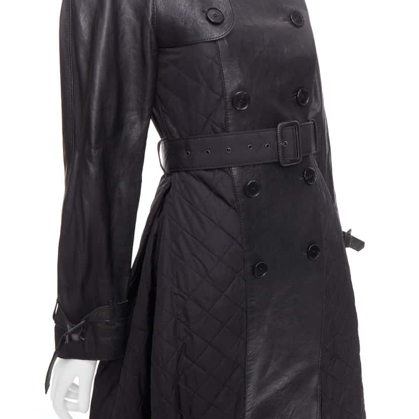 Jean Paul Gaultier Quilted Trench Coat Black Good condition - Back View