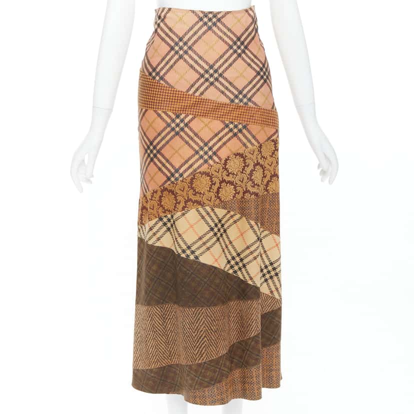 Roberto Cavalli Leather Patch Skirt Brown Leather Good condition - Front View