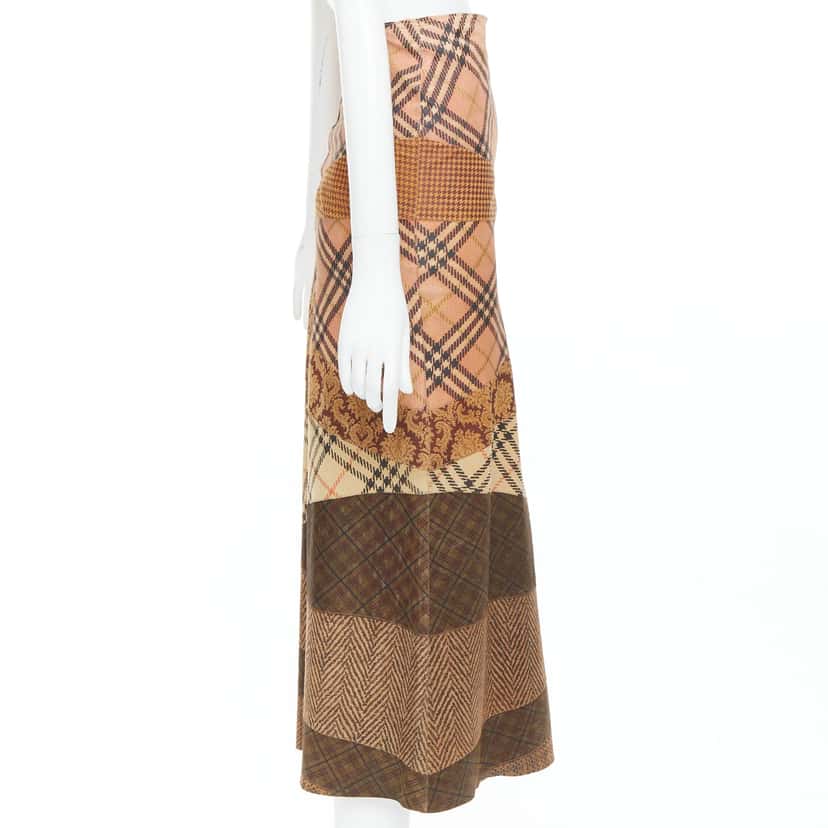 Roberto Cavalli Leather Patch Skirt Brown Leather Good condition - Model View