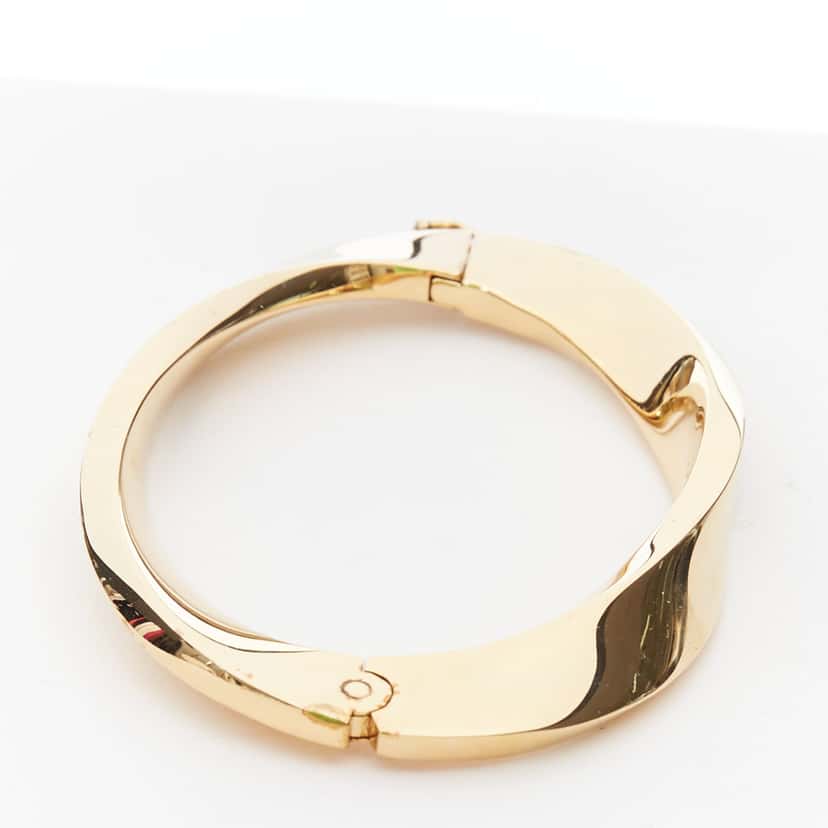 Saint Laurent Twisted Gold Hard Bangle Gold Metal Very good condition - Back View