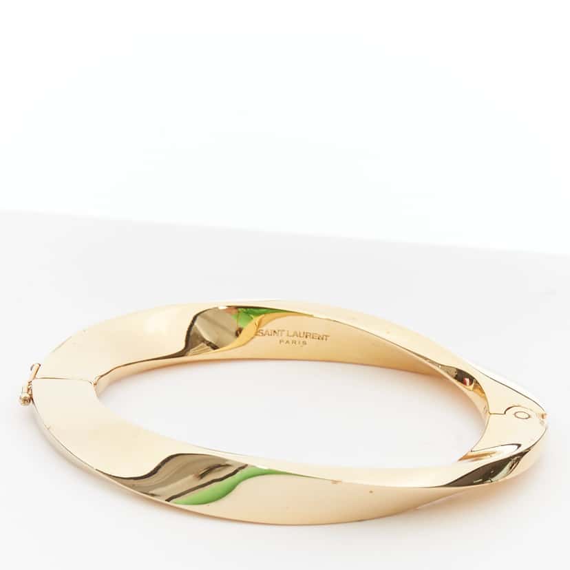 Saint Laurent Twisted Gold Hard Bangle Gold Metal Very good condition - Model View