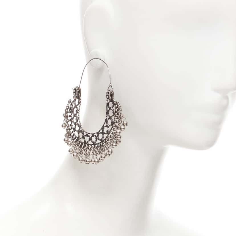 Saint Laurent Marrakech Folk earrings Silver Metal Never worn - Back View