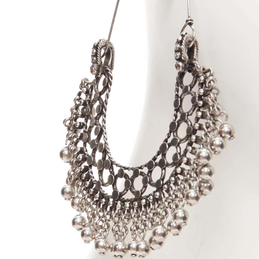 Saint Laurent Marrakech Folk earrings Silver Metal Never worn - Box View