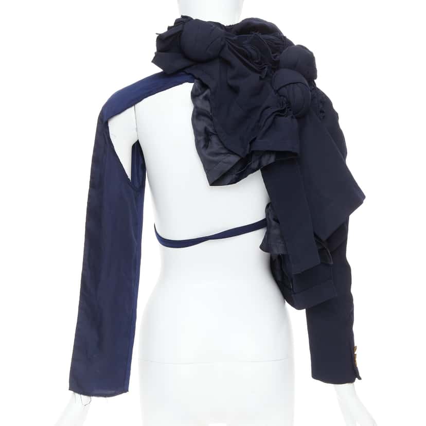 Comme Des Garcons Knot Tie Jacket Navy Polyester Good condition - Model View